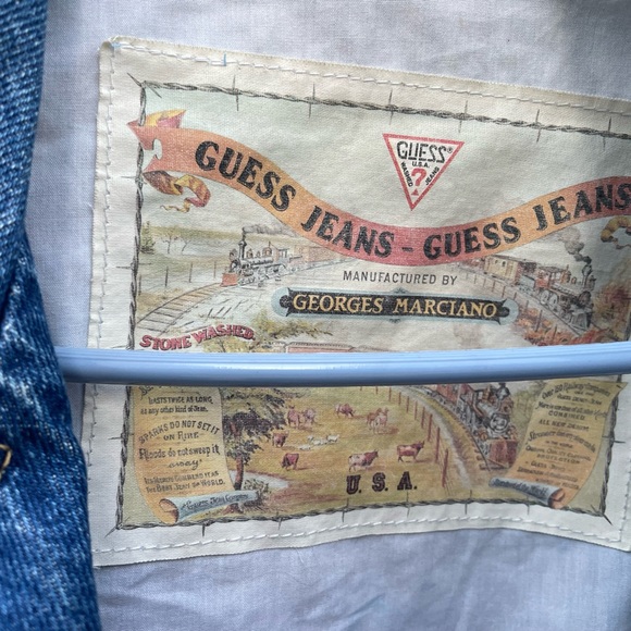 Vintage Guess Marciano Back To The Future Guess 2 Tone Denim Jean Jacket Medium - Picture 3 of 4